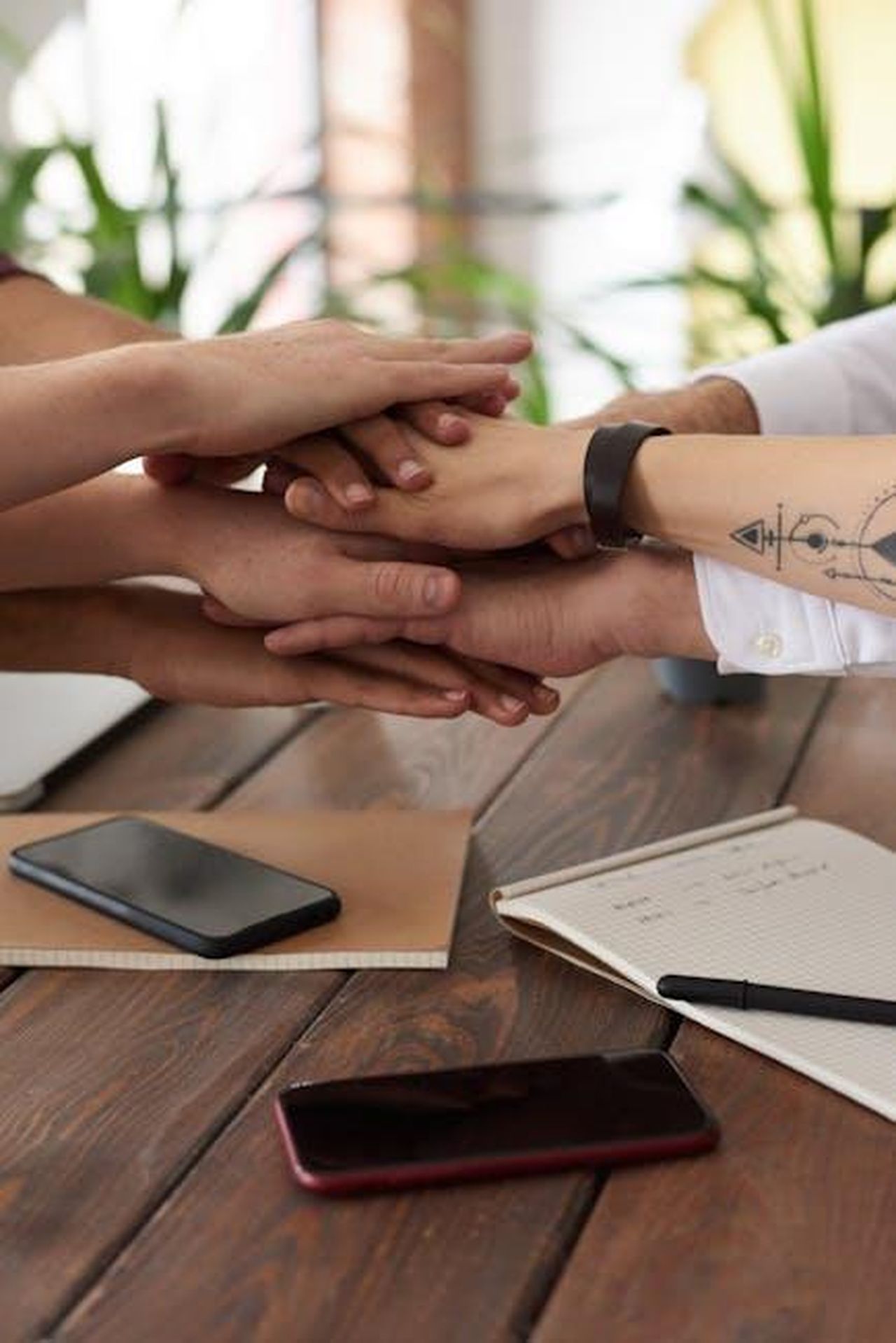 Commenti_dei_dirigenti_di_BCA_e_Santander_TexR7sBoX4 - Veicoli24 Source: fauxels - pexels - Hands from a diverse team stack on a table symbolizing unity and teamwork in a modern office setting.