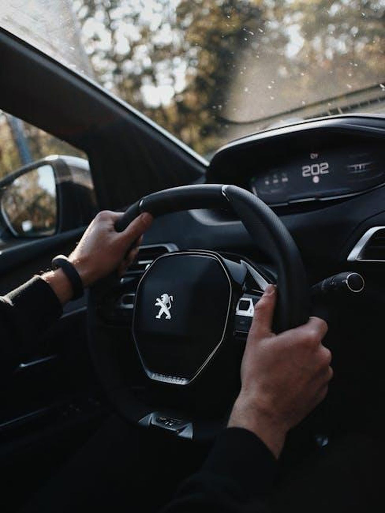 Curvatura_precisa_e_processo_di_arresto_fluido_zm0e0heVJq - Veicoli24 Source: Olena Bohovyk - pexels - A driver navigates a modern vehicle in a sunlit setting, showcasing the steering wheel and dashboard.