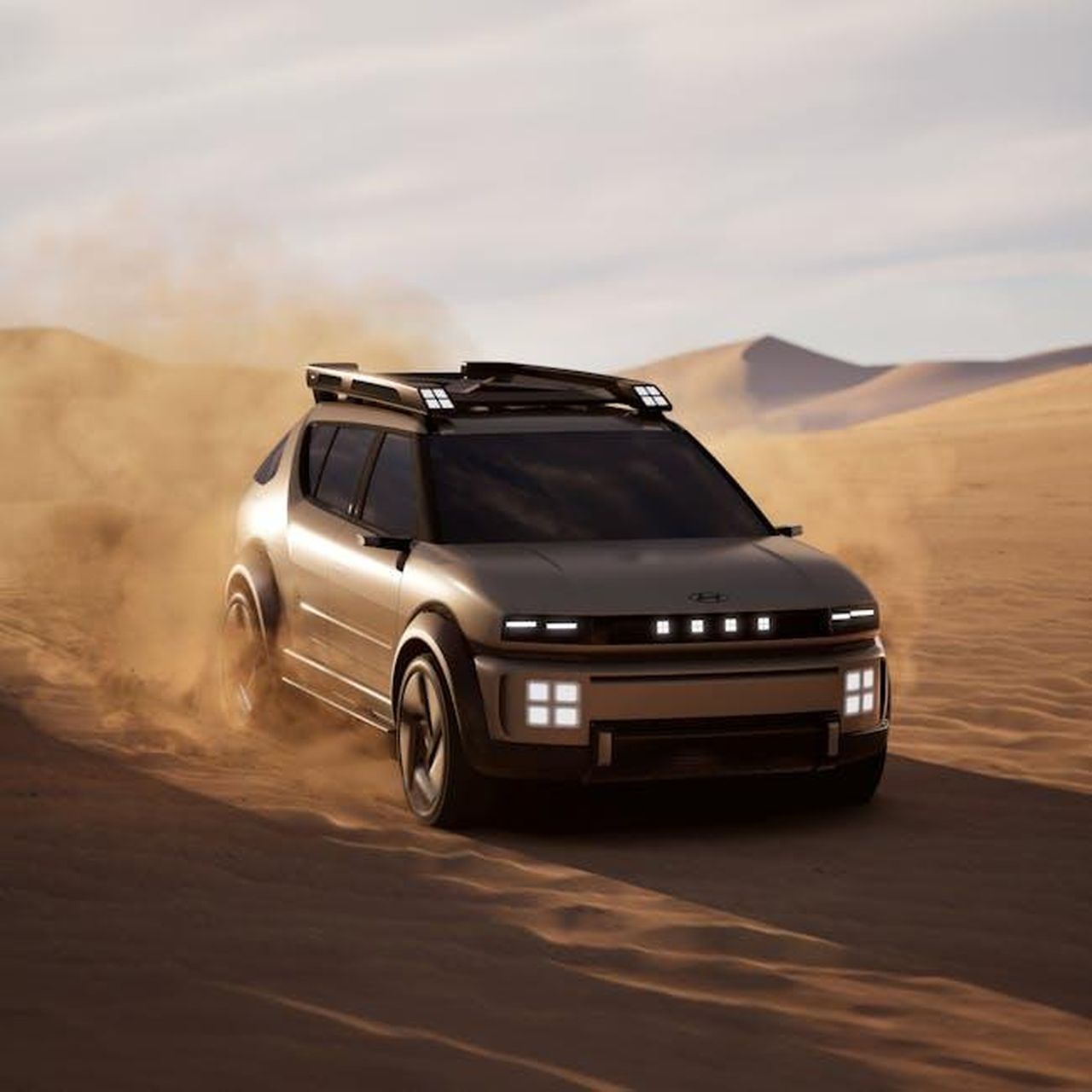 Design_della_Cadillac_Escalade_2025_4M4IkEpwG5 - Veicoli24 Source: Hyundai Motor Group - pexels - A futuristic SUV driving through desert sand, showcasing off-road capability.