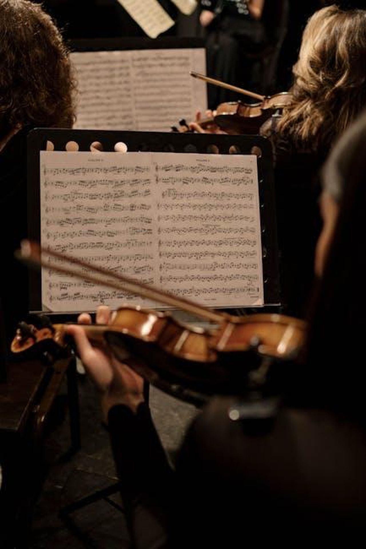 Programma_del_concerto_e_compositori_fuL5Rmuz3l - Veicoli24 Source: cottonbro studio - pexels - An orchestra violinist during a performance, focusing on sheet music and the instrument.